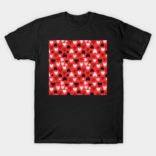 Polish Falcon Polish Eagle Pattern in Black and Red Dyngus Day T-Shirt by JessDesigns